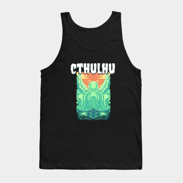 Cool Cthulhu Illustration Tank Top by hirooochii